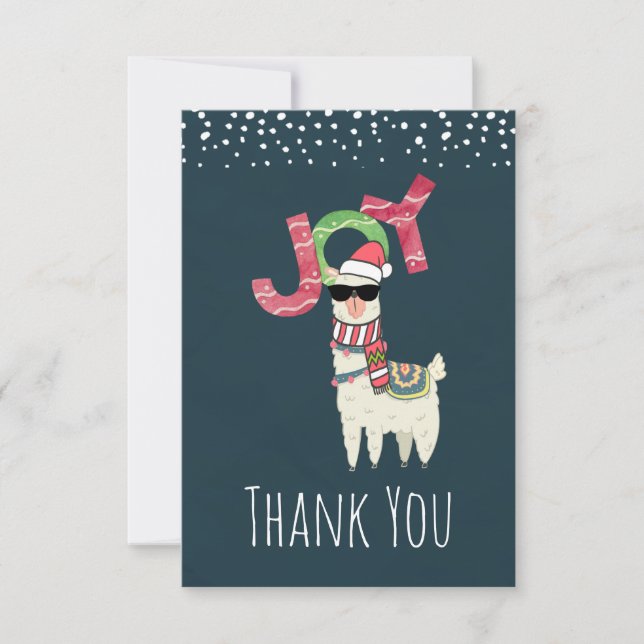 Llama wearing a Santa Hat and Sunglasses Thank You (Front)