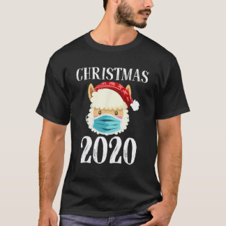 Llama Wearing Mask Christmas 2020 Pajama Matching  T-Shirt