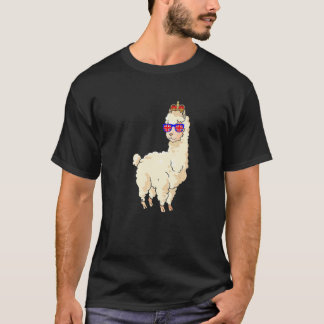 Llama Wearing Sunglasses And Crown England UK Flag T-Shirt