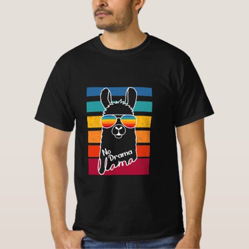Llama Wearing Sunglasses With Colorful Strips T_Shirt