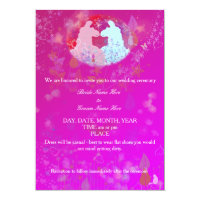 Llama Wedding Invitation Pink & Blue