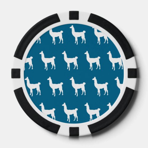 Llama White Blue Poker Chips