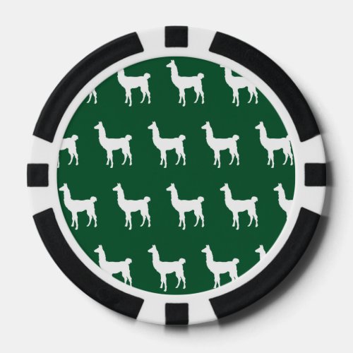Llama White Green Poker Chips