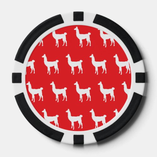 Llama White Red Poker Chips