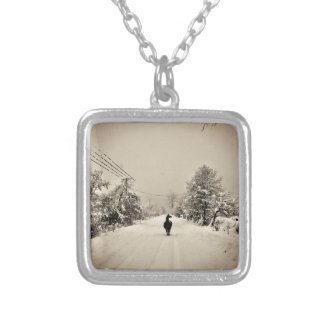 llama winter silver plated necklace