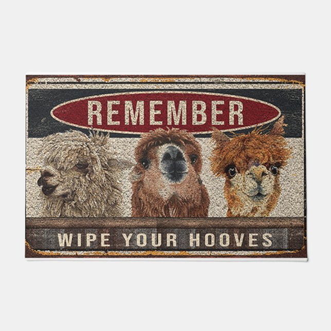 LLama Wipe Your Hooves Retro Doormat (Front)
