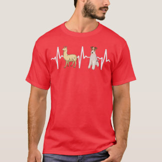 Llama Wire Fo Terrier Heartbeat Dog Lover  T-Shirt