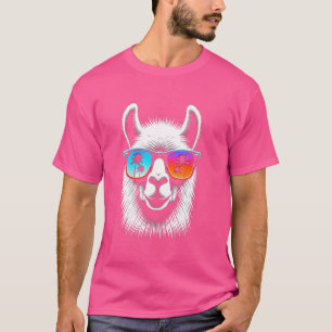 Llama With Glasses Retro Sunglasses T-Shirt