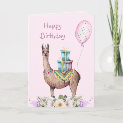 Llama with Presents  Card