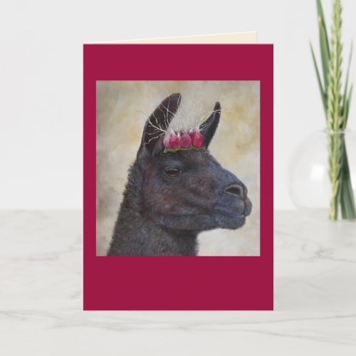 Llama with radish crown card