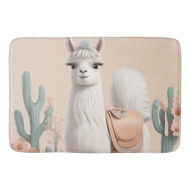 Llama with Saddle in the Desert Bath Mat (Front)