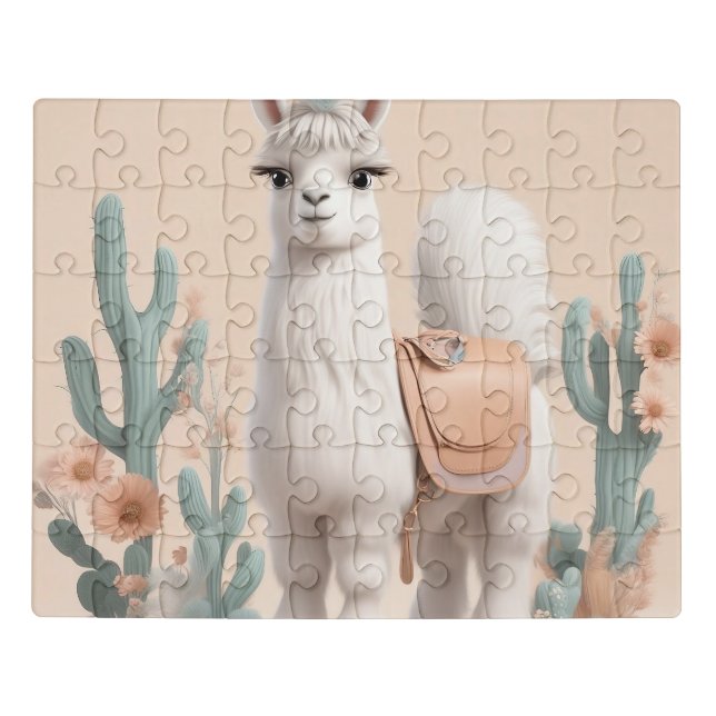 Llama with Saddle in the Desert Jigsaw Puzzle (Puzzle Horizontal)