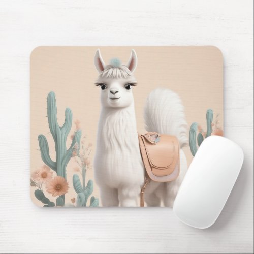 Llama with Saddle in the Desert Mouse Pad