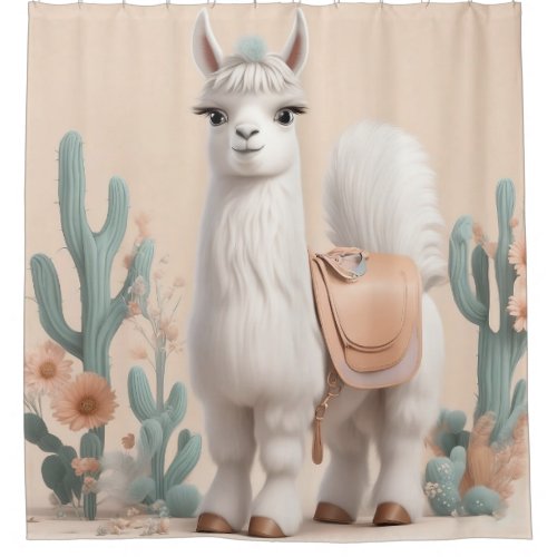 Llama with Saddle in the Desert Shower Curtain