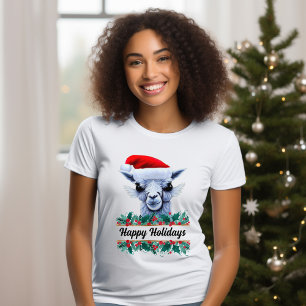 Llama With Santa Hat And Text T-Shirt
