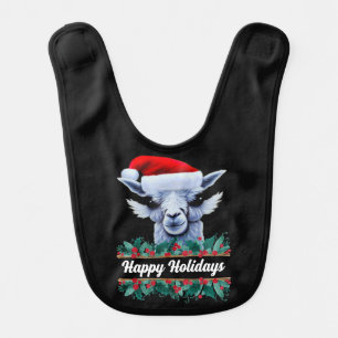 Llama With Santa Hat Baby Bib