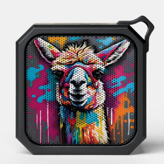 Llama with splatters bluetooth speaker