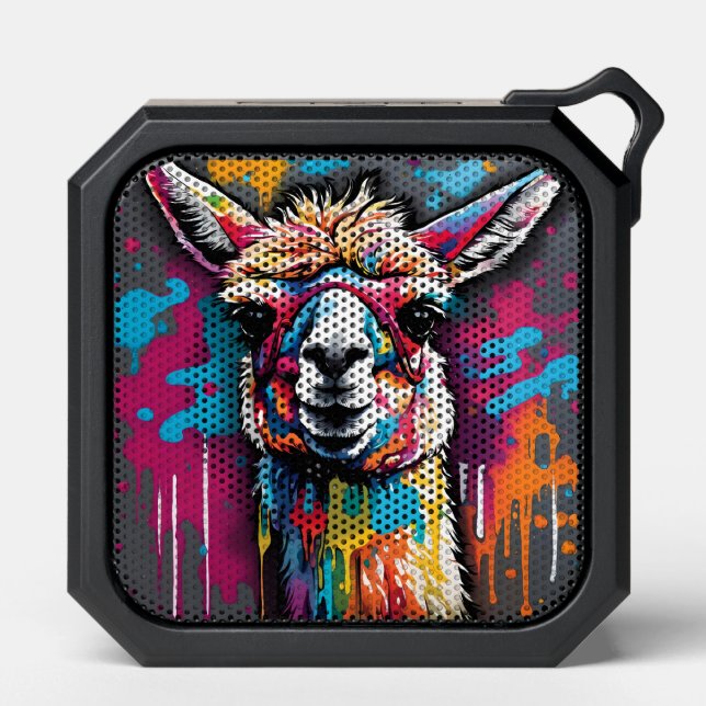 Llama with splatters bluetooth speaker (Front)