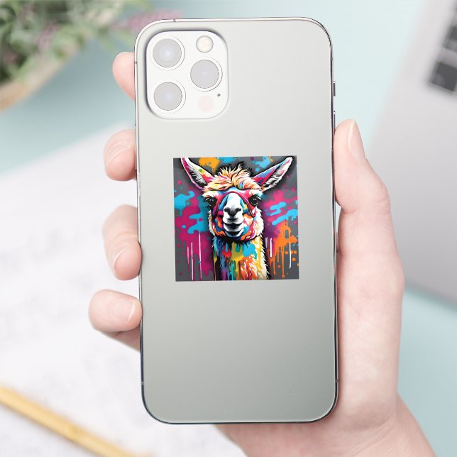 Llama with splatters sticker (Phone)