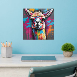 Llama with splatters wall decal