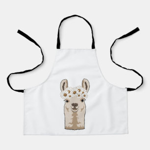 Llama with white Blossoms Apron