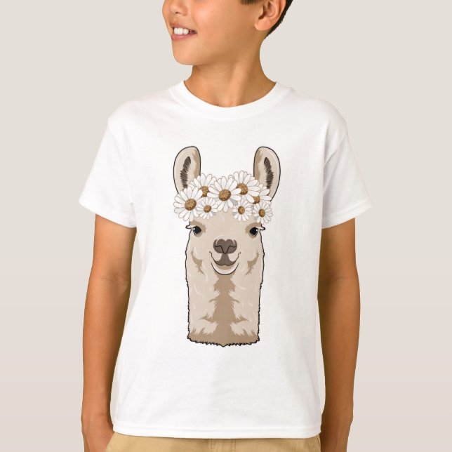 Llama with white Blossoms T-Shirt (Front)