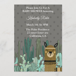 Llama Woodland Baby Shower Invitations