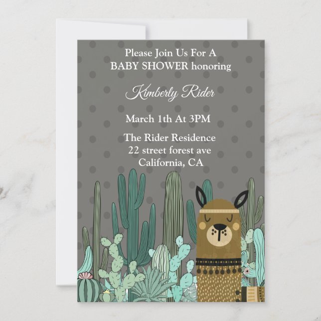 Llama Woodland Baby Shower Invitations (Front)