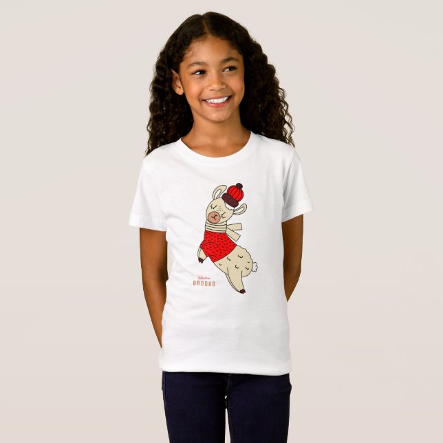 Llama World Cute Llama Personalized Kid's Name T-Shirt (Front Full)