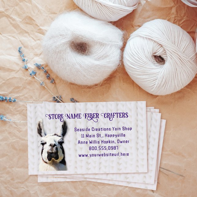 Llama Yarn Shop Fiber Seller Business Card (Creator Uploaded)
