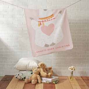 Llama Yoga Lamaste Personalized Girl Baby Blanket