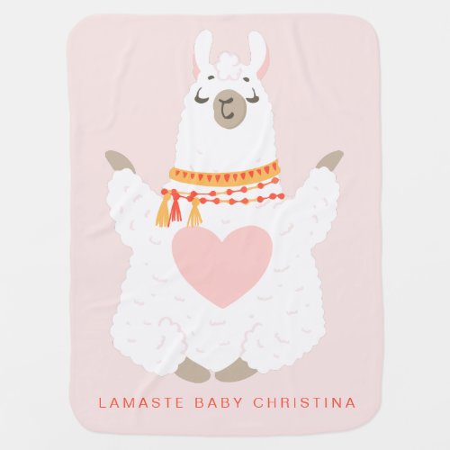Llama Yoga Lamaste Personalized Girl Baby Blanket
