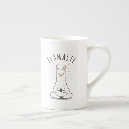 Llama yoga pose with llamaste coffee mug