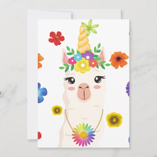 Llamacorn Blank Invitation 5x 7 card (Front)