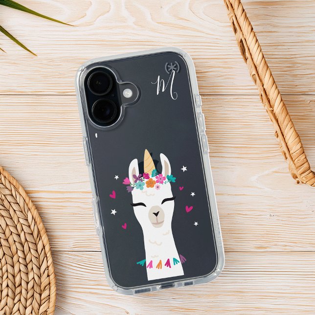 Llamacorn | Cute Unicorn Llama Monogram Speck iPhone Case (Creator Uploaded)