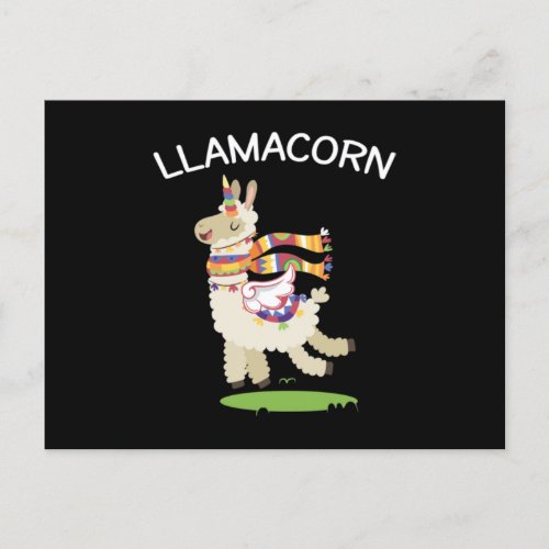 Llamacorn Funny Llama Mixed with Unicorn Announcement Postcard