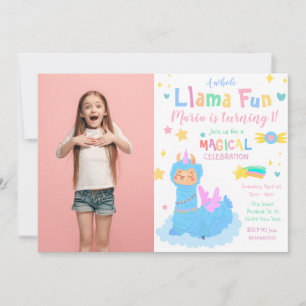 Llamacorn Llama Fun Photo Birthday Invitation