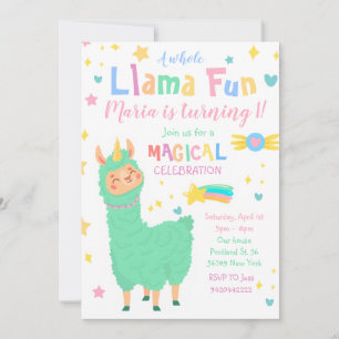 Llamacorn Magical Llama Birthday Party Invitation