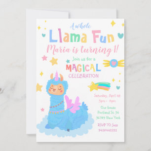 Llamacorn Magical party Llama fun Birthday Invitation
