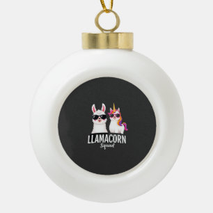 Llamacorn Squad Funny Unicorn Llama Squad Christma Ceramic Ball Christmas Ornament