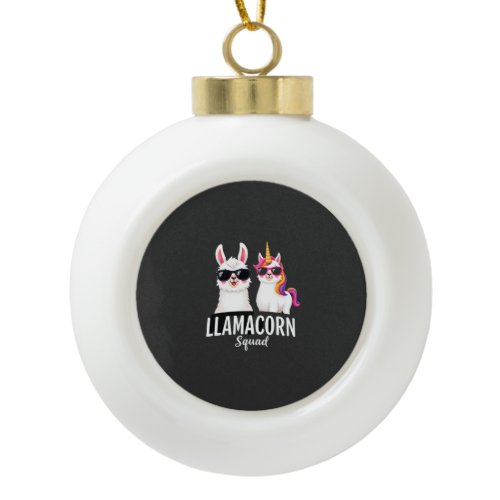 Llamacorn Squad Funny Unicorn Llama Squad Christma Ceramic Ball Christmas Ornament