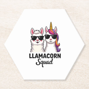 Llamacorn Squad Funny Unicorn Llama Squad Christma Paper Coaster