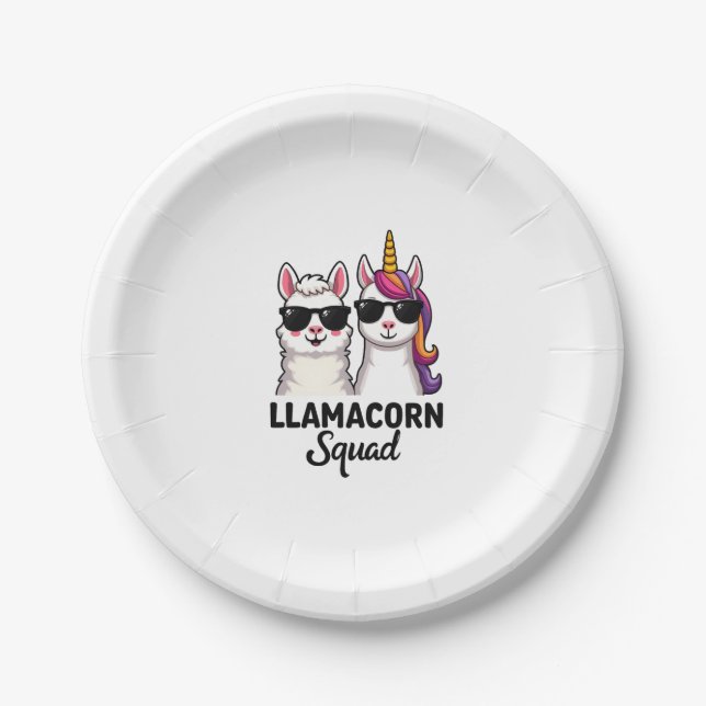 Llamacorn Squad Funny Unicorn Llama Squad Christma Paper Plates (Front)