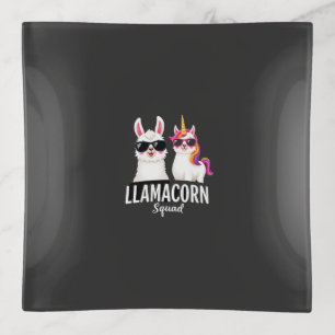 Llamacorn Squad Funny Unicorn Llama Squad Christma Trinket Tray
