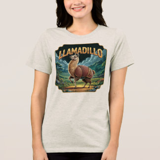 Llamadillo Illustration – Llama Armadillo Funny Tri-Blend Shirt