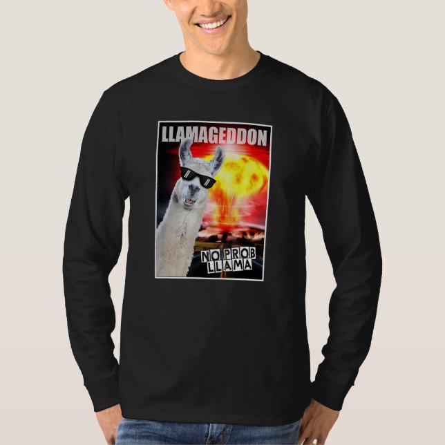 Llamageddon No Probllama Cute  Graphic T-Shirt (Front)