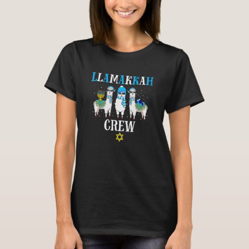 Llamakah Crew Hanukkah Llama Cute Alpaca Chanukah T-Shirt