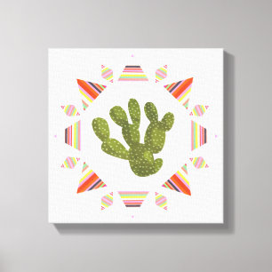 Llamarama Collection Cactus Circle Canvas Print