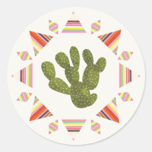 Llamarama Collection Cactus Circle Classic Round Sticker