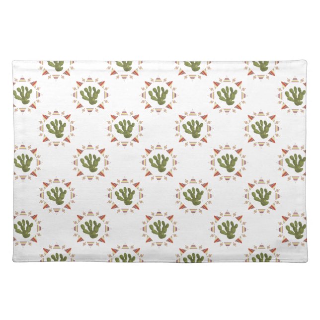 Llamarama Collection | Cactus Circle Cloth Placemat (Front)